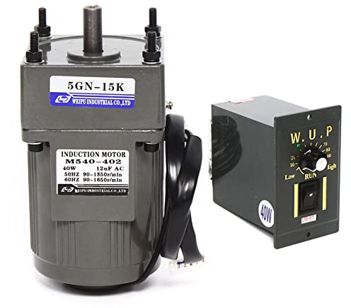 DSYOGX AC 220V 40W Regelbar Speed 1-Phase Getriebemotor Elektromotor Gear Motor mit Regler Einphasig 1: 15 0-90 RPM 15K