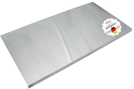 Arbeitsplatte Knetbrett Edelstahl [90x50 cm] - Für Kneten, Schneiden & Backen - Küchenplatte mit Anschlagkante - Auch als Nudelbrett, Backbrett, Teigbrett - Schneidebrett Platte Küche