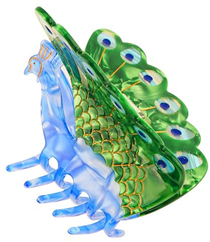 Biiange Pinza para el pelo de pavo real, pinza de acetato con forma de pájaro, accesorio para el pelo con forma de animal para mujer