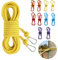 Wäscheleine Extra Stark, 15m Nylon Wäscheleine 8mm Wäscheleine Camping Rostfest Rutschfeste Wäscheleine mit 10 Bunte Clips, Dicke Wäscheleine Reise Wäscheleine mit Karabiner für Draußen Garden Camping