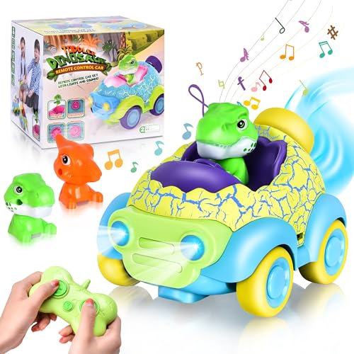 Aragallant Ferngesteuertes Auto ab 2 Jahre, Dinosaurier Spielzeug für Kleinkinder, RC Auto Dinosaurier mit Musik und Lichtern, Geburtstags und Weihnachten Geschenke für Kinder Jungen