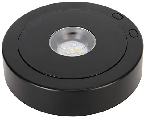 LetCart LED Light Base LED Drehbarer Displaysockel, 360 Grad Drehteller Display Ständer für Kristalle und Glas, Batterie oder USB Power, Schwarz