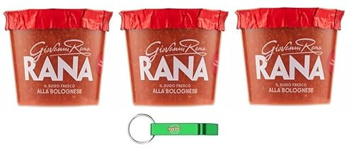 3x Giovanni Rana Sugo Fresco Bolognese,Frische Bolognese-Sauce Pasten Kochsaucen Soße mit Tomaten und Fleisch 225g + Beni Culinari Kostenloser Schlüsselanhänger