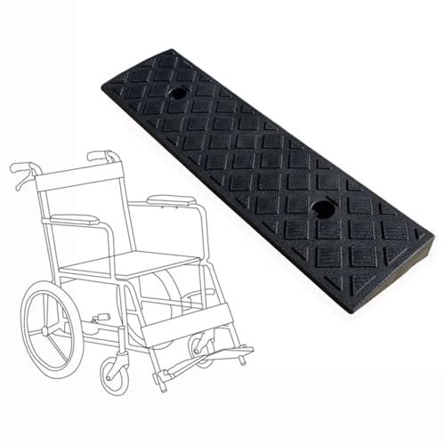 DAQXYH Rollstuhlrampe Auffahrkeil 3–22cm Hoch, Rutschfester Türschwellenrampe Plastikrampe, Leichtes Bordsteinrampen Aus Kunststoff(Black,49x27x9cm)