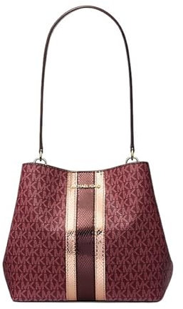 Michael Kors Pratt Medium Signature Logo Umhängetasche, Oxblood Metallic, Medium