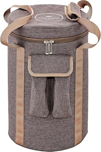 Sonic Energy 6 Crystal Singing Chalice Bag, Braun (CSCB6BR) | Zubehör für 14-15 cm Kristallklangkelch, mit Reißverschluss, Griff, Seitenfach, 25x25x38 cm, Nylon
