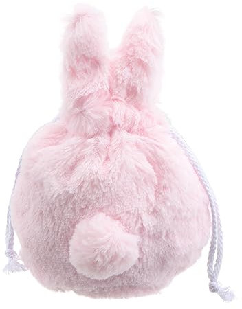CALLARON Plüsch Kordelzugtasche Kaninchen Ohren Aufbewahrungstasche Make up Tasche Pink Flauschig Leicht Tragbar Für Alltag Einkaufen Ausgehen