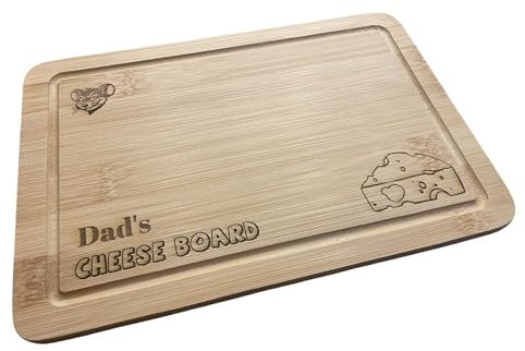 Ashton and Finch Cheese Board – Laser Engraved with Cheese and Mouse Design – Dad's Cheese Board – Gift for Father's Day, Birthdays, and Special Occasions – 22L x 15W x 0.8H cm