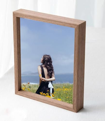 Homxi Fotorahmen 15.24 x 20.32 cm Retro Nussbaum,Rahmen Rechteckig Tischplatte Querformat und Senkrecht,Foto Rahmen Hochzeit