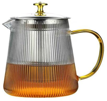 Teekanne mit Siebeinsatz – 800ml Glas Teekanne mit Edelstahlfilter – Hitzebeständig (-30° bis 150°C) – Teebereiter für losen Tee – Glaskanne für Herd & Elektro-Keramikplatte