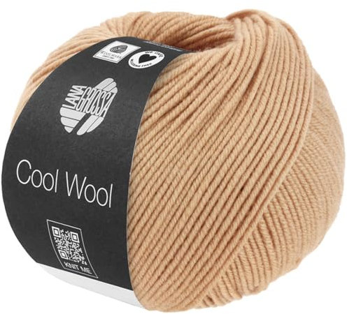 LANA GROSSA Cool Wool Uni | Extrafeine Merinowolle waschmaschinenfest und filzfrei | Handstrickgarn aus 100% Schurwolle (Merino extrafein) | 50g Wolle zum Stricken & Häkeln | 160m Garn FB 2121