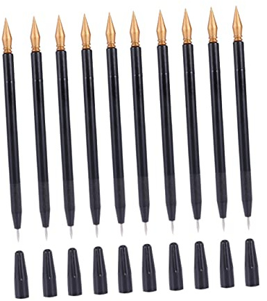TEHAUX 10pezzi Penne per Pittura Stilo per Schizzo Penna per Raschiatura Doppia Punta Nere