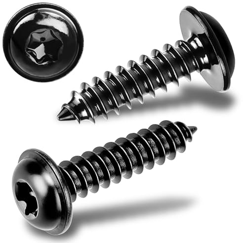 sturiz 40 Pièces Vis a Bois Torx Noir Tete Plate M3 x 10 mm Vis Penture Inox 304 A2 V4A à Tête Bombée Autotaraudeuse avec Rondelle pour Panneaux Acoustiques à Tête Plate Torx