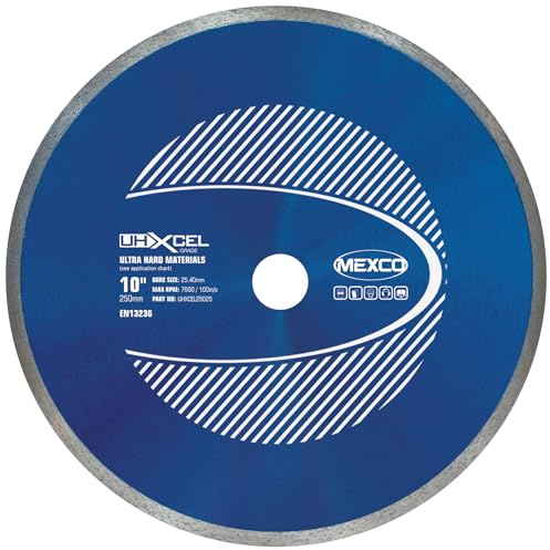 Mexco UHX Ultra Hard Materials Diamond Blade, High-Performance, Precision Cutting Disc for Granite, Porcelain, Marble - 250mm, 10mm Segment Height, 25.4mm Bore