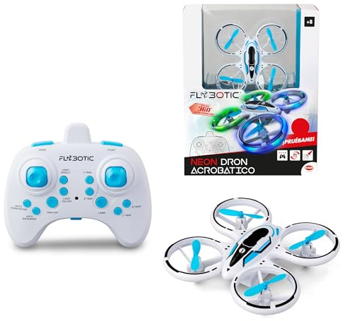 Bizak Neon 62004827 Akrobatische Drohne mit blauen und grünen LED-Lichtern, stabiler Flug + 360-Grad-Stunts, ab 8 Jahren