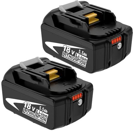 2Pcs Batterie 5.5Ah Remplacement pour Makita Batterie 18V BL1860B BL1850B BL1850 BL1840 BL1835 BL1845 BL1830 BL1820 BL1860 LXT-400 pour Batterie 18V avec Indicateur LED