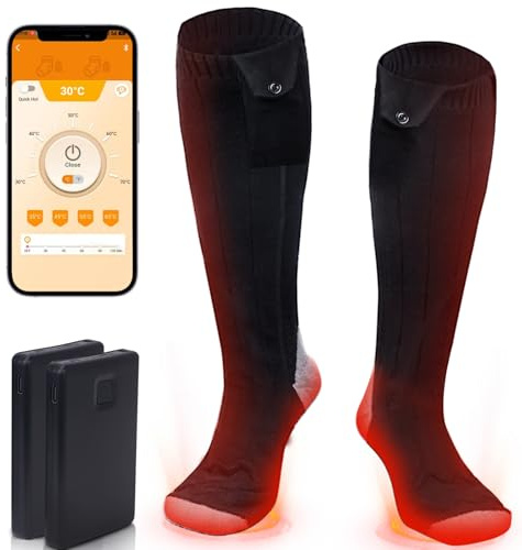 Heated Socks, Electric Heated Socks for Men Women, Electric Heated Foot Warmer, Rechargeable Heated Socks Work Up to 8 Hours, Washable Heating Socks with App Control for Winter Outdoor Skiing Hunting