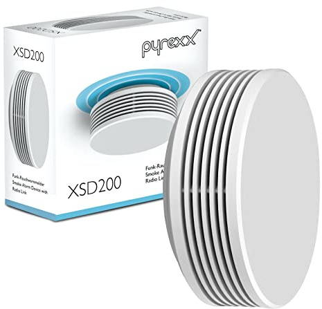 Pyrexx XSD200 Funk - Rauchwarnmelder 10 Jahre Batterie mit Magnet-Halterung ohne Bohren und LED-Blinken, Zertifiziert nach Q-Label, Weiß, 1er Set