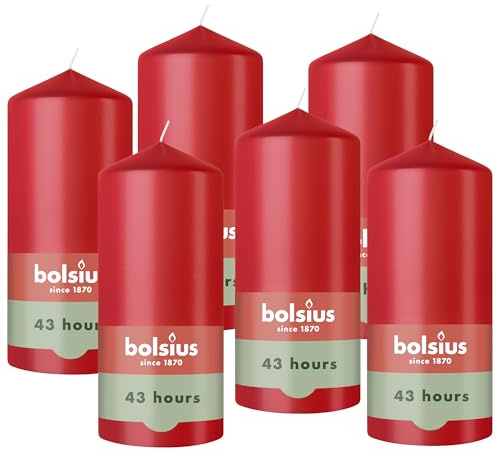 Bolsius – Essentials – glatte Stumpenkerze – Rot – 13 cm – Dekorative Kerzen – Enthält natürliches Pflanzenwachs – Ohne Palmöl