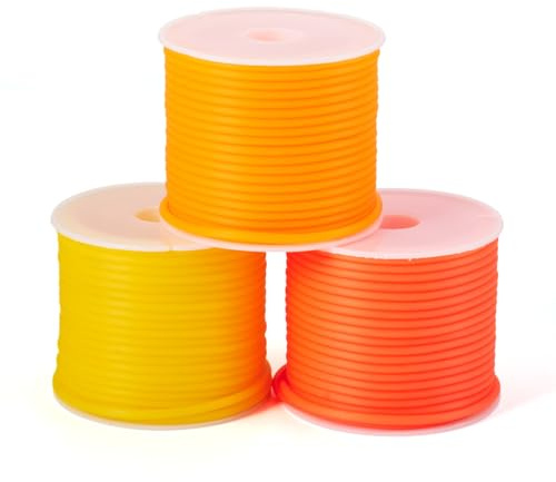 Craftdady Cuerda de tubo de goma hueca de 15 m, 2 mm, soportes de puntada de goma naranja, cuerda de peluquería para hacer collares y pulseras, agujero: 1 mm
