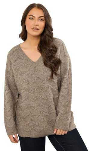 EVANS Curve Zig Zag V-Neck Knitted Jumper - Women's - Plus Size Curve