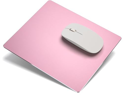 Tapis de Souris en Aluminium Double Face étanche Tapis de Souris en Métal Fournitures de Bureau pour Ordinateur Portable et PC 24 * 20CM (Or Rose)