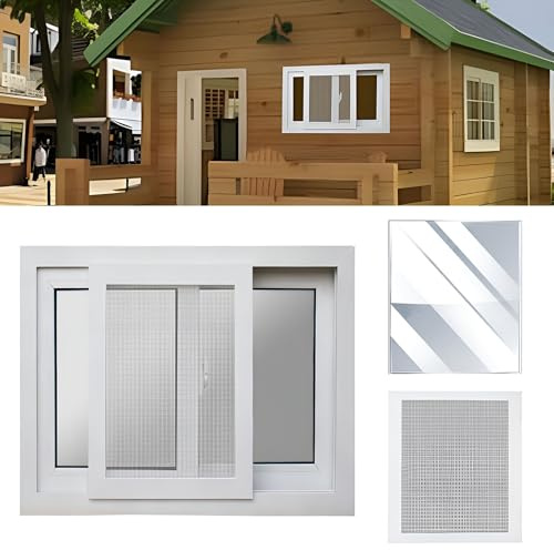 Lüftungfenster 40x60cm 40x80cm 60x40cm 60x80cm 80x80cm Horizontales Schiebefenster mit 2-fach Verglastem Isolierglas(HXW 40X60CM/15.7X23.6IN)