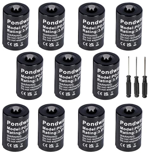 Pondway Paquete de 10 baterías de repuesto Li-SOCl2 de 3,6 V 1200 mAh, no recargables, genéricas con herramientas de reparación