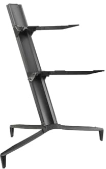 TABODD 2 Tier Keyboard Stand with Curved Top Tier Arms, Aluminum Alloy Keyboard Stand Spider 61 76 88 Keys Holder for Digital Turntable, Audio Gear, Studio Synthesizer