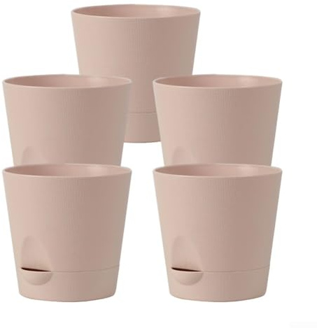 YJDOORPLAY Lot de 5 pots de fleurs en plastique à arrosage automatique avec trou de drainage, absorption automatique de l'eau pour plantes grasses, bureau intérieur, balcon, décoration de jardin, bleu