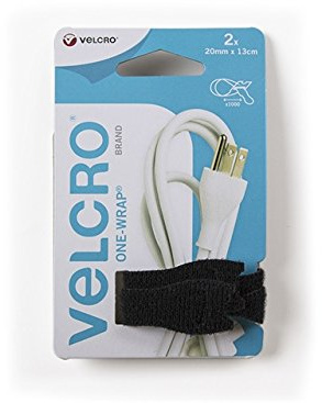 One Wrap Ties 20mm x 13cm Black x 2 VEL-EC60802