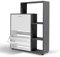 IDMarket KLARK - Zapatero de 12 pares color gris 2 puertas blancas con estante