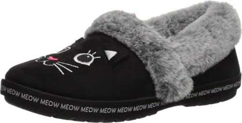 Skechers BOBS Cozy Kiss - Meow PJs Damen Hausschuhe Pantoffeln Slipper schwarz schwarz