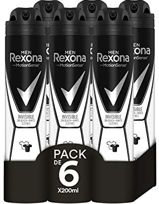 Rexona Invisible Deodorant Antitranspirant für Herren Black&White 200 ml - 6er-Pack