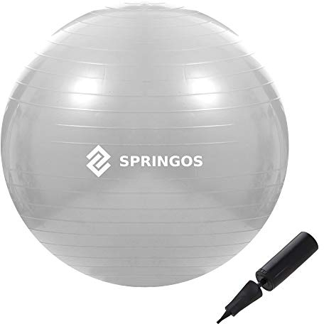 SPRINGOS Gymnastikball 75 cm mit Luftpumpe | Sitzball für Pilates, Yoga, Schwangerschaft, Physiotherapie und Büro | Fitnessball, rutschfest, Belastbar bis 150 kg