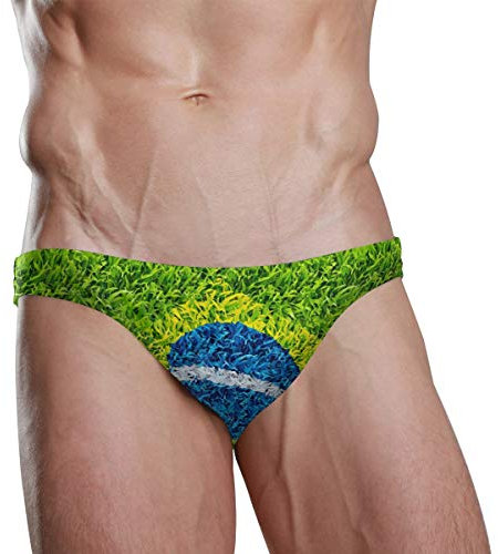 Montoj, costume da bagno da uomo, con motivo bandiera del Brasile - - Small