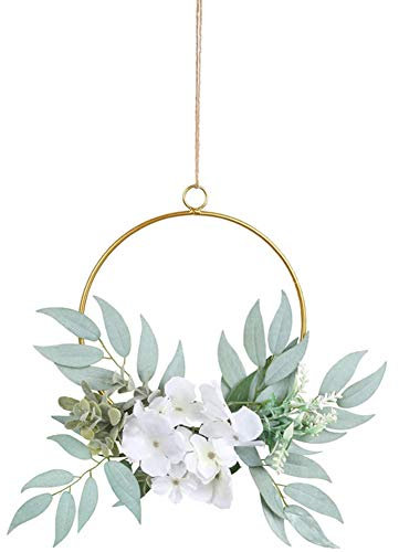 iSpchen Hängende Dekoration aus Metall, Runder Metallring Wandkranz für Geburtstag Hochzeit Party Wohnaccessoires Deko