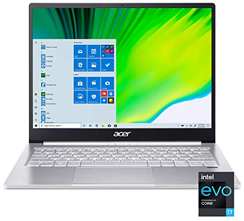 Acer Swift 3 Intel Evo Thin & Light Laptop, 13.5 2256 x 1504 IPS, Intel Core i7-1165G7, Intel Iris Xe Graphics, 8GB LPDDR4X, 512GB NVMe SSD, Wi-Fi 6, Fingerprint Reader, Back-lit KB, SF313-53-78UG