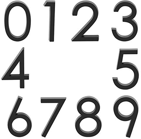 Self Adhesive Mailbox Numbers, Door Address Number Stickers for Office Room, Raised 3D Effect, Chrome Plated (2.36 10 Pack (0-9), Black)