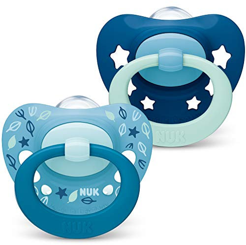 NUK Signature Schnuller | 6-18 Monate | BPA-freier Silikon Schnuller | BPA-freies Silikon | Blau | 2 Einheiten