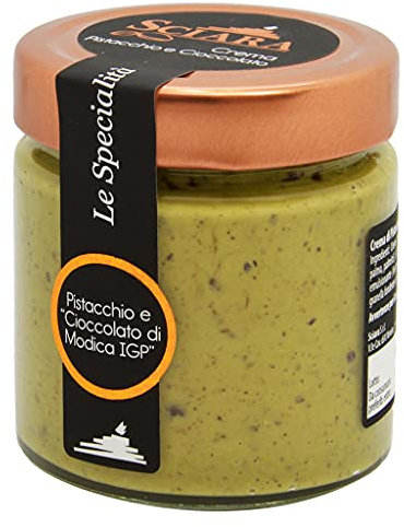 SCIARA - Crema Spalmabile al Pistacchio e 'Cioccolato di Modica IGP' - Da Spalmare sul Pane, Fette Biscottate. Per Farcire Torte, Crepes e per Gustose Colazioni. Senza Glutine