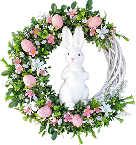 KKPLZZ Osterkranz zum Aufhängen, Osterhasen-Ei-Kranz, Osterbaumschmuck, Kaninchen-Ei-Anhänger für Party, Geburtstag, Heimdekoration, Innenbedarf