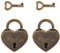 VerRich Lot de 2 mini cadenas vintage en forme de cœur avec clé pour sac à main, boîte à bijoux, boîte de rangement, journal intime