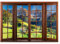 WallArena - Vlies Fototapete Fenster mit Aussicht Berge Alpen 416x254 cm - Fototapeten - Tapeten - für Wohnzimmer Schlafzimmer - Vliestapete Wandtapete Tapete 3D Effekt- inkl. Kleister