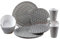Home Connection Melamine Plastic Dinner Set - Grey Geometric Plate Cup Bowl (16 Piece Set)