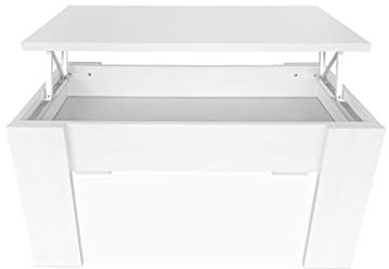 mattfy - Mesa de Centro para el Café/Té, Elevable, Mesita de Salón o Comedor, Color Gris Polar, Medidas: 90 cm (Ancho) x 50 cm (Fondo) x 46/57 cm (Alto)