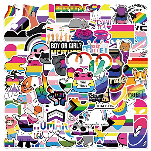 Regenbogen Gay Pride Aufkleber Set - LGBT Lesbian Sticker, Love Is Love für Rainbow Fahrrad - Wasserdicht Vinyl Stickers, Laptop Decals für Pansexual Bisexual