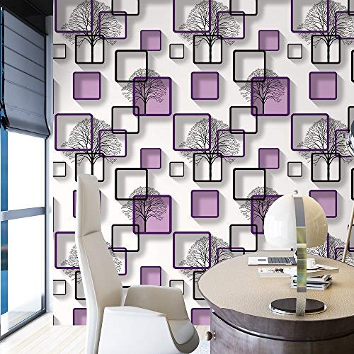 Blanc, Violet, Bleu Moderne 3D Papier Peint Salon Chambre Fond TV Décoration Squares Motif Papier Peint Rouleau Papier Peint (Color : M00400, Dimensions : 10mx53cm)