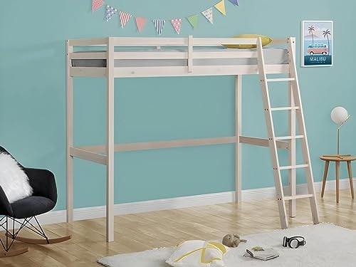 Vente-unique Hochbett - 90 x 190 cm - Kiefer massiv - Gewei·t - Gedeon II