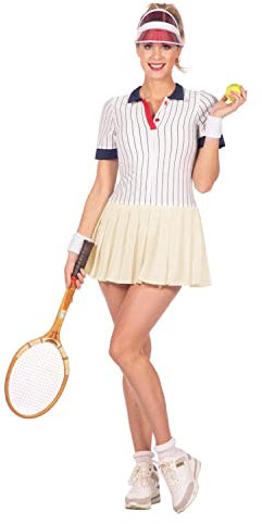 PARTY DISCOUNT NEU Damen-Kostüm Retro Tennis-Kleid, Größe: 42
